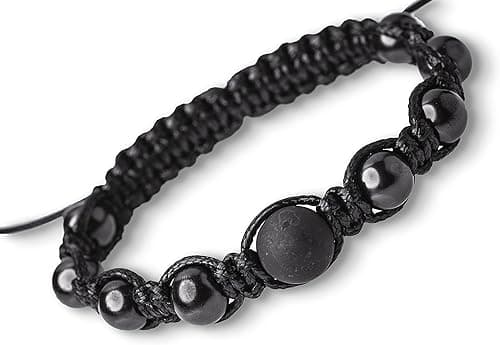 Pulsera de Shungite - para puesta a tierra - cuando se usa absorbe las influencias de Gadjet electrónico - Piedra Shungite real tipo II - Viene con certificado