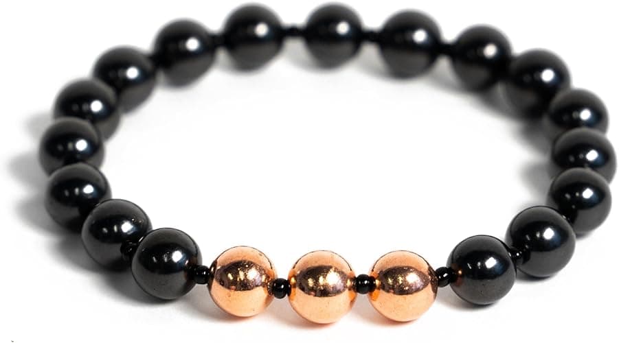 Pulsera de Shungita y Cobre - Protección contra Radiación y Estrés (Auténtica).